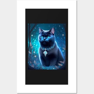 Magical Black British Shorthair Cat Posters and Art